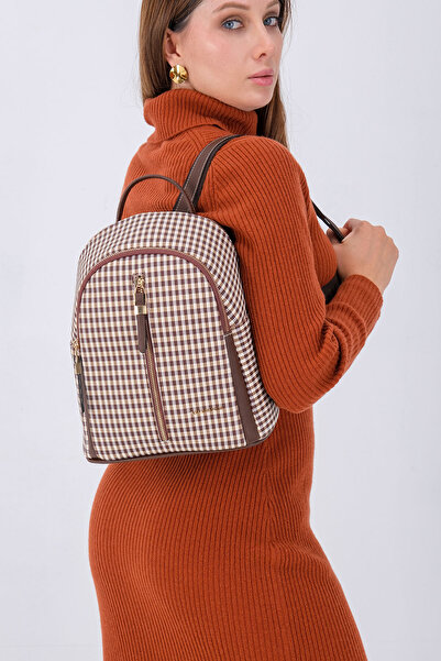 Silver Polo Καφέ Κίτρινο - Γυναικείο σακίδιο πλάτης Brown SP901