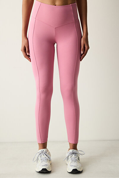 Penti Pink High Waist Stitch Waist Stitching Detail Ankle Length Leggings