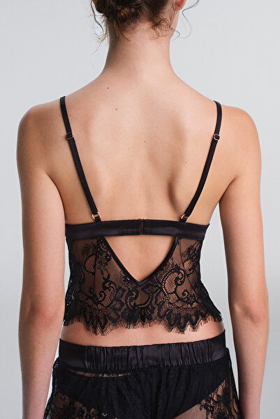 Penti Black Pirra Lace V-Neck Adjustable Strap Undershirt