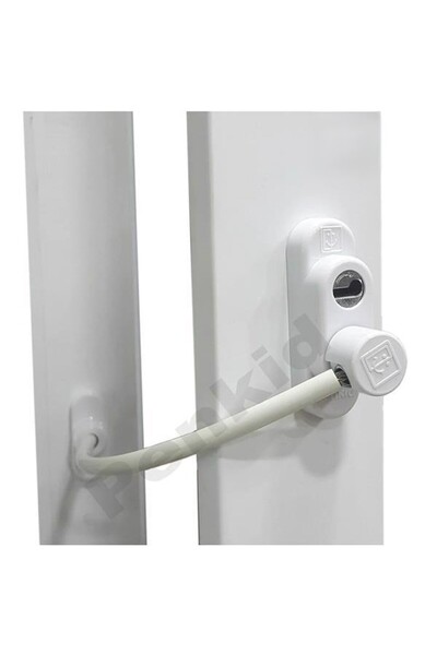 AKSA PVC Penkid Çelik Halatlı Pvc Pencere Emniyet Çocuk Güvenlik Kilidi Beyaz