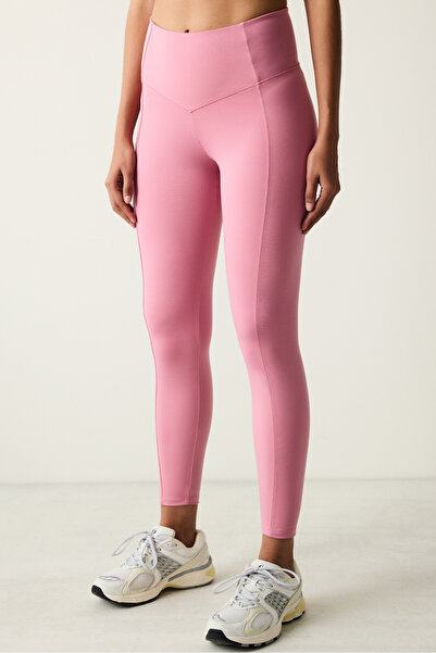 Penti Pink High Waist Stitch Waist Stitching Detail Ankle Length Leggings