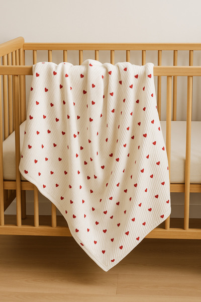 OMY Red Heart Organic Baby Blanket - 100% Cotton, 85X90 cm Single Layer Baby Carrier and Swaddle