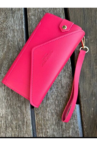 ÖZÜM TAKI محفظة نسائية مع حجرة للهاتف باللون الوردي