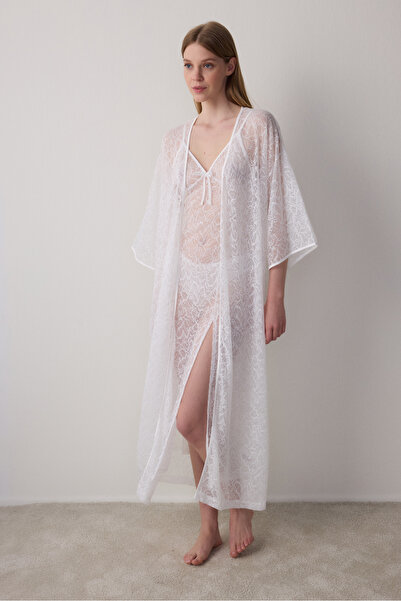 Penti Off-White Lace V-Neck Dowry Nightgown