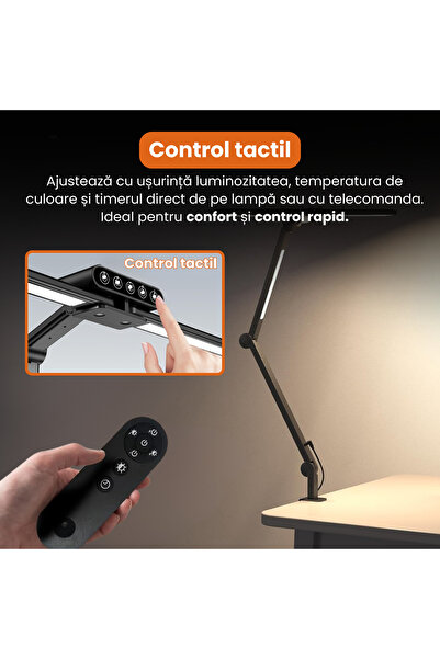 OEM LED desk lamp, foldable arm, 5 brightness levels, 4 color temperatures, remote control