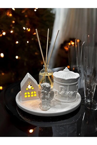 magnocandles Yılbaşı Dekor pilli ışıklı ev, atlı karınca mum, Melek biblo , k...