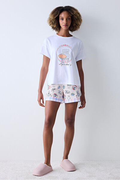 Penti Bavlněné tričko Joyful White Tričko Pyžamový Top