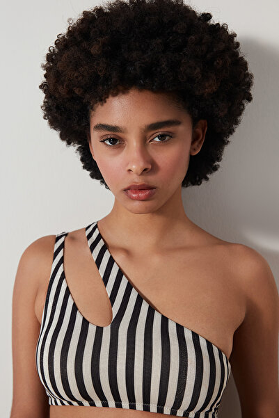 Penti Alia One Shoulder Glitter Striped Bikini Top