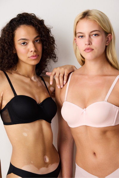 Penti Rózsaszín Push-Up Underwire párnázat nélküli pánt nélküli Lotus melltartó