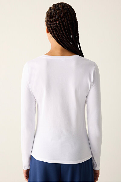Penti Weißes Basic-Langarmoberteil aus Baumwolle