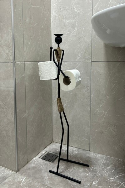 elfmetal Umeraș decorativ pentru hârtie igienică cu figură umană Suport pentru role igienică minimalistă cu suport de rezervă pentru baie