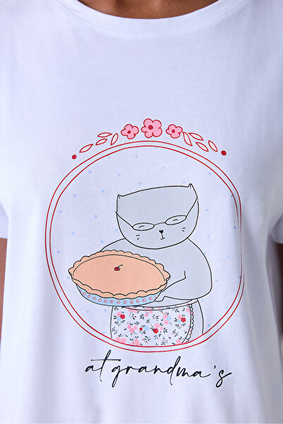 Penti Bavlněné tričko Joyful White Tričko Pyžamový Top