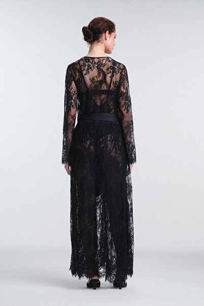 Penti Pirra Lace Black Dressing Gown - Privee Collection