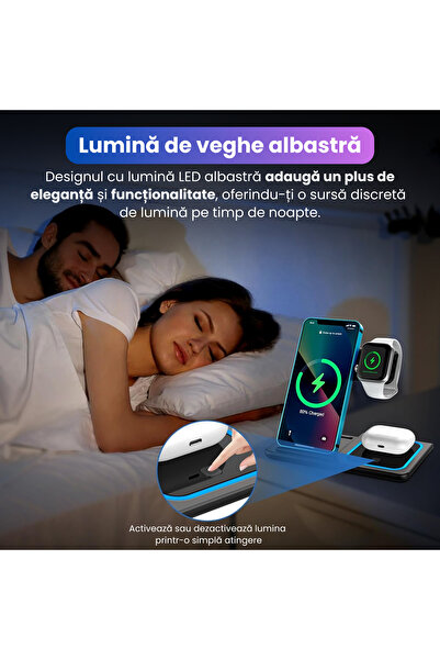 OEM Stație de încărcare wireless 3 în 1 pentru iPhone, Apple Watch și AirPods — 15W