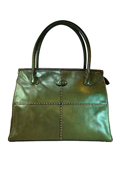 GÖN Kadın (HANDMADE) Sabit Omuz Askılı Fermuar Kapamalı Nakış İşlemeli Deri Omuz Çantası YOMRA