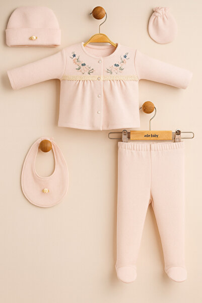 Eda Baby Yenidoğan 5’li Hastane Çıkışı – Çiçek Nakışlı – %100 Pamuk – 0–3 Ay ...