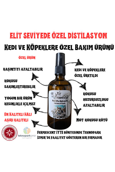 Fermescent Kedi Otu Suyu - Hidrosolü - Kedi ve Köpeklere Özel Tonik - 100 ml