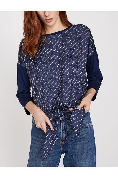 Koton Tricou cu model bleumarin pentru femei 9YAK13928EK