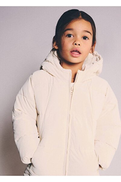 MANGO Baby Kapüşonlu uzun kapitone anorak