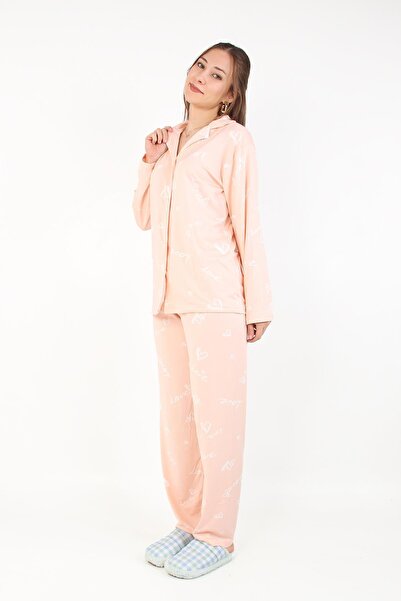 Mckanzie 3302 Milan Soft Shirt Collar Long Sleeve Long Bottom Pajama Set
