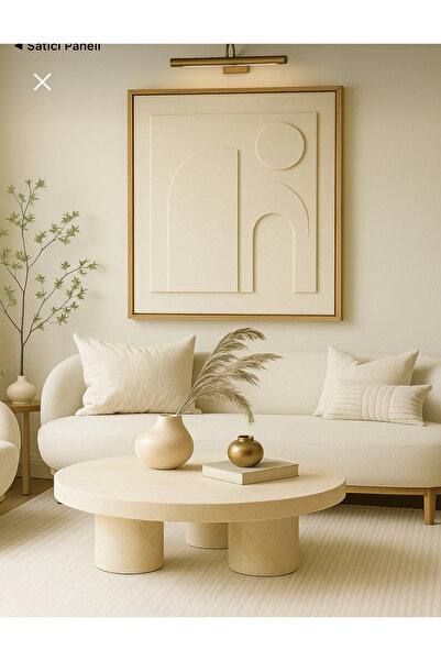 Lotus Home&More El Yapımı 3 Boyutlu Dokulu Alçı Ahşap Çerçeveli Tablo-Minimal Modern Duvar Dekoru