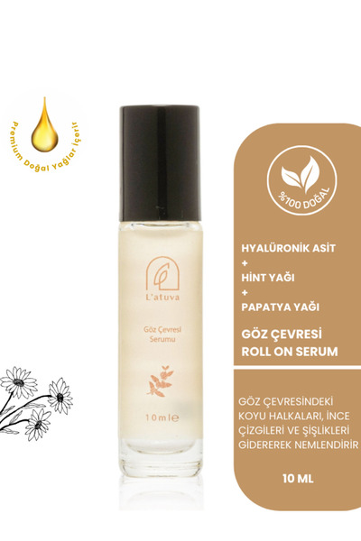L'atuva Göz Altı Kırışıklık Şişlik Morluk Karşıtı, Hyalüronik Asit Hint Yağı, Papatya Yağı Doğal Serum 10 Ml