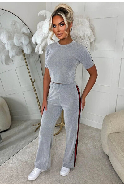 Genel Markalar Kadın Ottoman Kumaş şerit Detaylı Ikili Takım