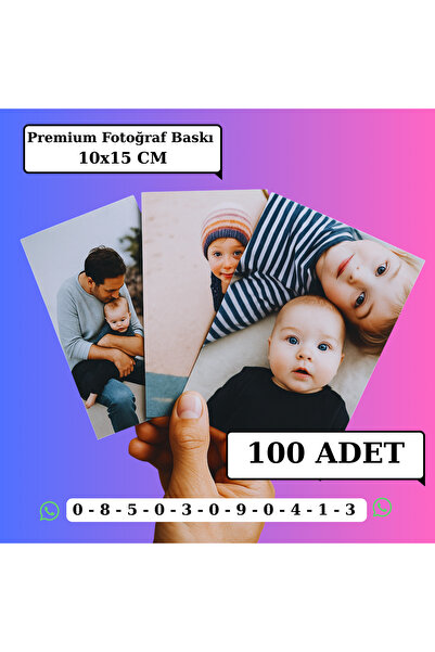 Mementoboxes Kişiye Özel Premium Fotoğraf Baskısı 100 Adet (10x15 cm)