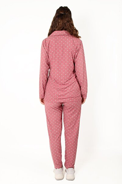 Mckanzie 02254 Dot Pattern Long Sleeve Top Long Bottom Pajama Set