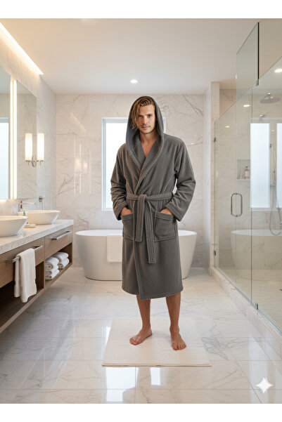 embays collection Halat de baie unisex cu glugă - 100% bumbac, design saună p...