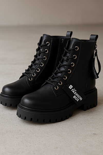 PATİK BEBE Cizme cu fermoar din piele neagră pentru fete