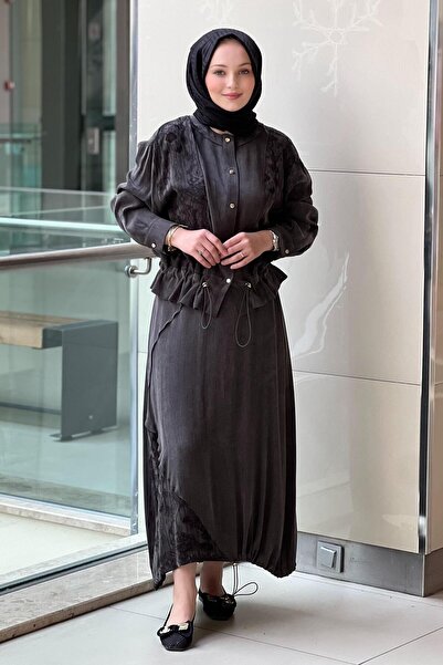 Ghisa Ethnic Patterned Buttoned Ribbed Tunic Skirt Set