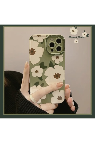 MİRAZ TASARIM حافظة آيفون 15 بروماكس كاكي زهرية