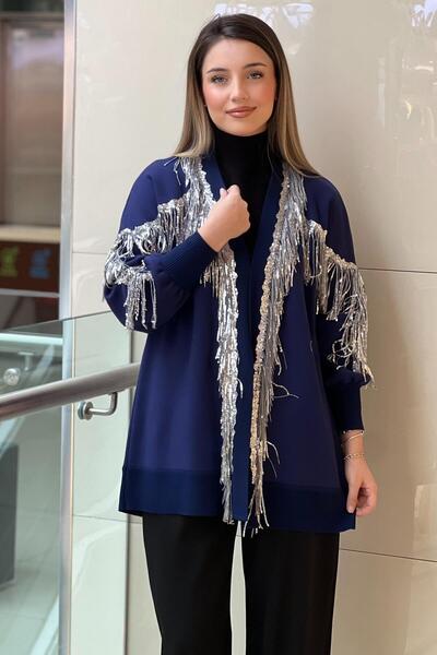Ghisa Decorated Cardigan with Knitted Detail
