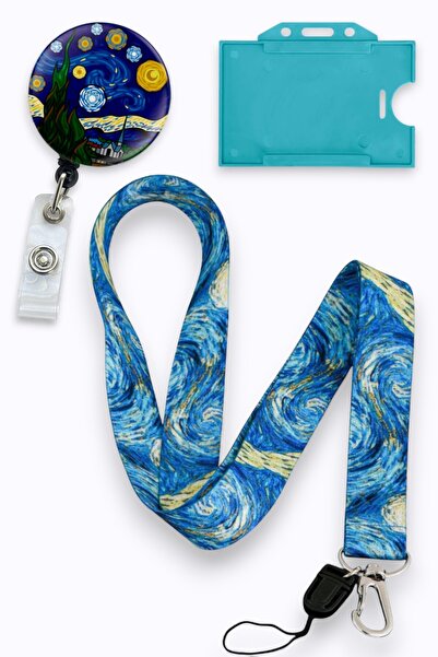 MİLLENEX Van Gogh Yıldızlı Geceler Yaka Kartı Boyun İpi 3 Lü Set Boyun askı İ...