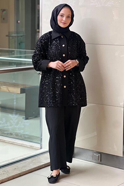 Ghisa Sequin Sequin Shirt Pants Set