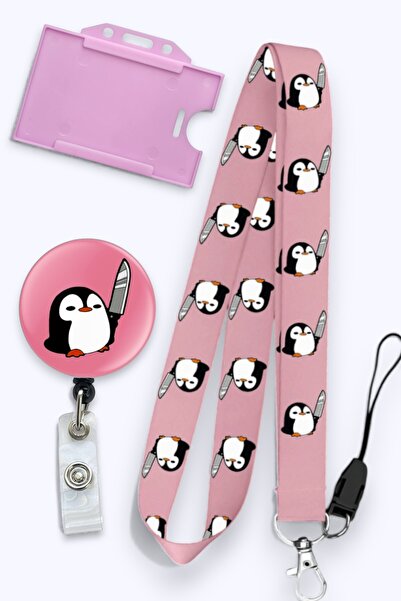 MİLLENEX Pembe Katil Penguen Boyun İpi Boyun Askı İpi 3 lü set Boyun Askısı Y...