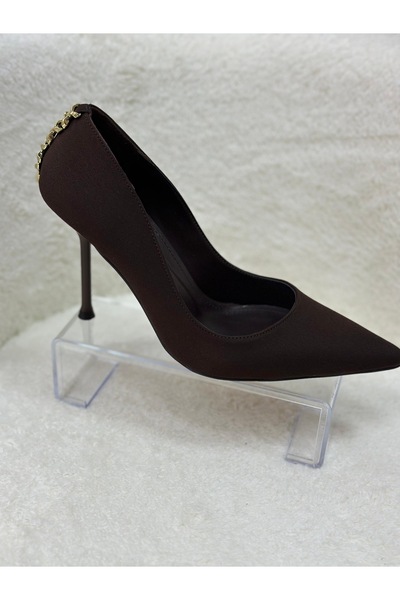 UMC Gold Detaylı Premium Kahverengi Topuklu Ayakkabı