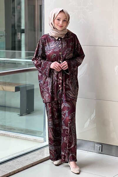 Ghisa Shawl Patterned Shirt Pants Set