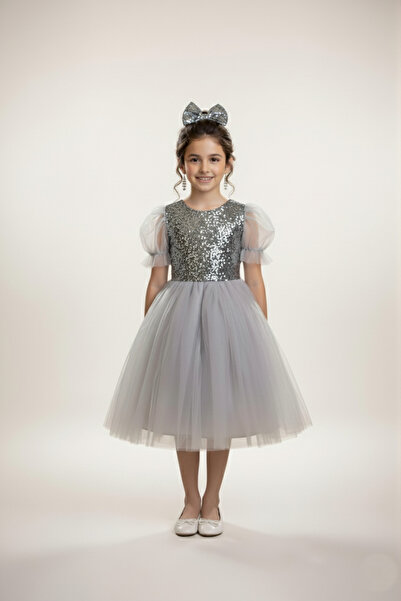 s.t. sebat tekstil فستان بناتي بأكمام بالون وتنورة توتو M00751