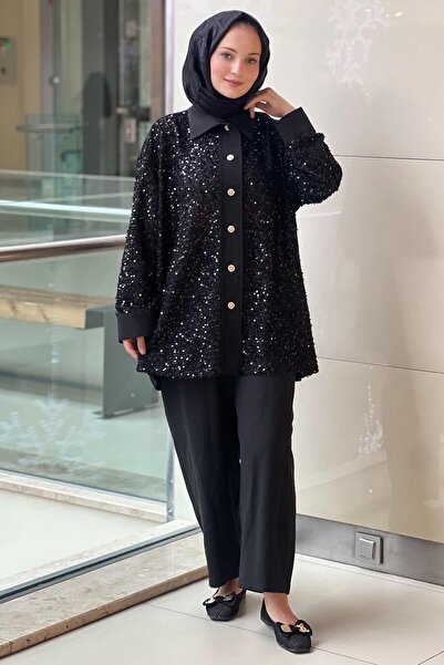 Ghisa Sequin Sequin Shirt Pants Set