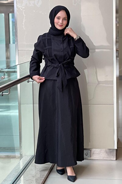 Ceremony Suit with a Jacket and a Skirt with Cage Detailing and Buttons on the Sides