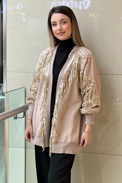 Ghisa Decorated Cardigan with Knitted Detail