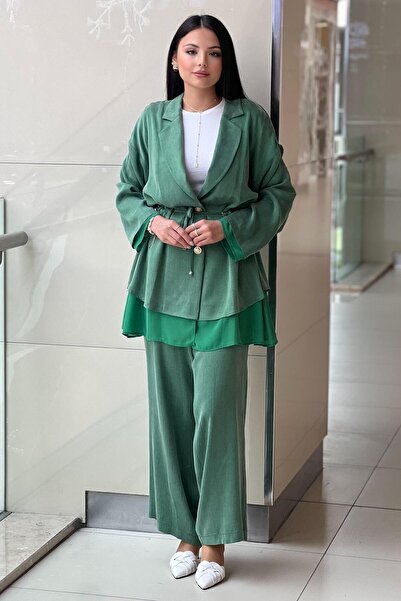 Ghisa Double Breasted Jacket with Chiffon Pants Cupra Suit