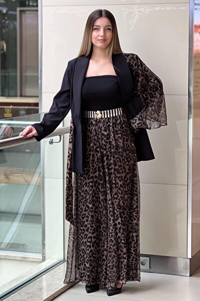 MİANOTTE Leopard Lined Chiffon Trousers