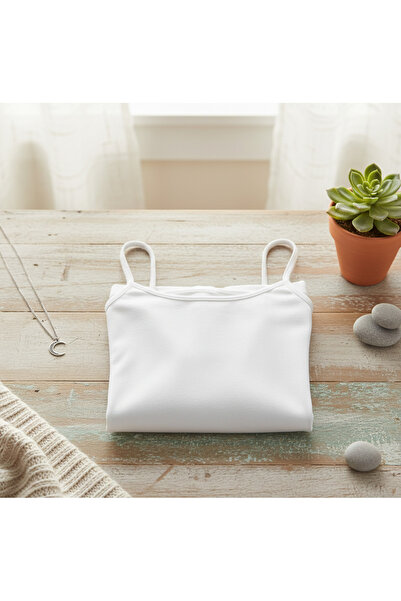 Tutku Kadın 6 Adet %100 Pamuk Ip Askılı Ince Beyaz Kadın Atlet -  0135