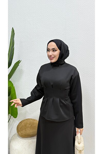 modasusev Puf Scuba Fabric Double Skirt Set