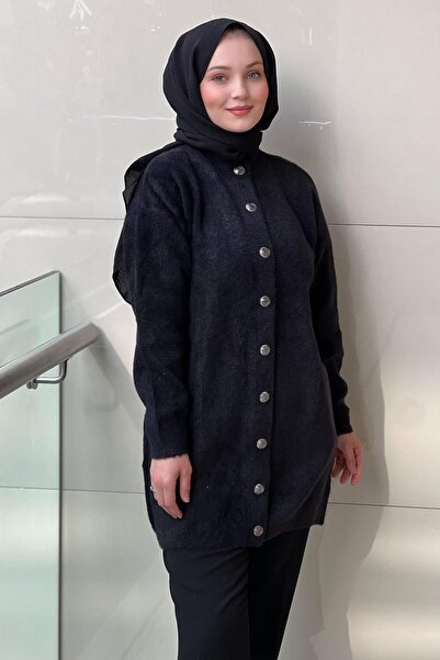 Nuss Basic Angora Cardigan with Front Snaps