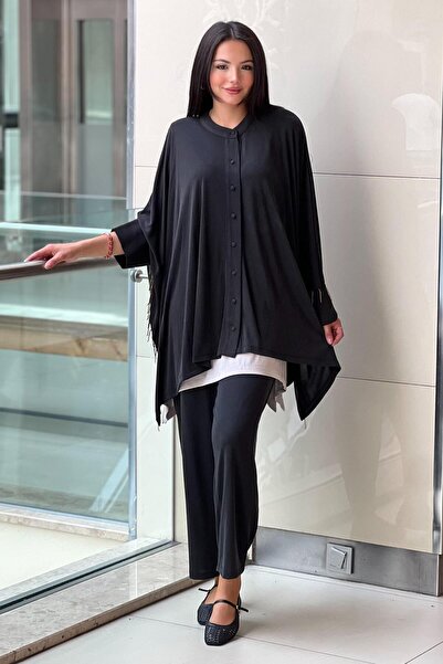 Ghisa Beaded Detailed Bat Sleeve Shirt Underwear Pants 3-Piece Set