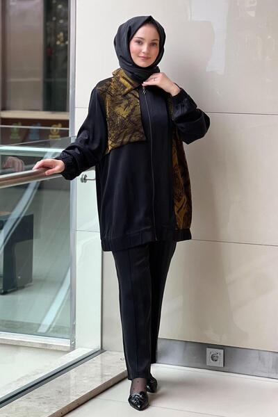 Nuss Jacquard Patterned Cap Pants Set